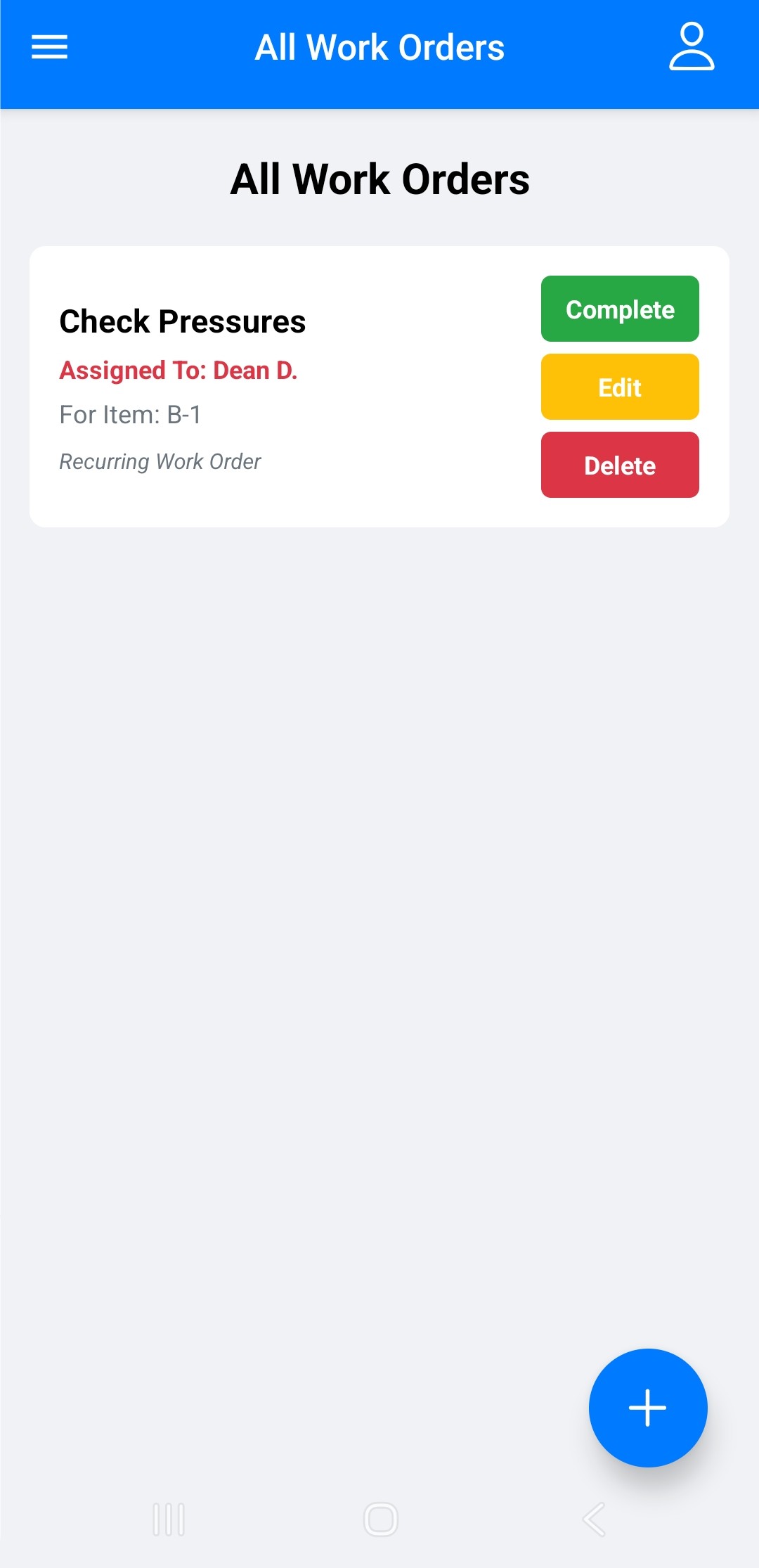 All Work Orders View